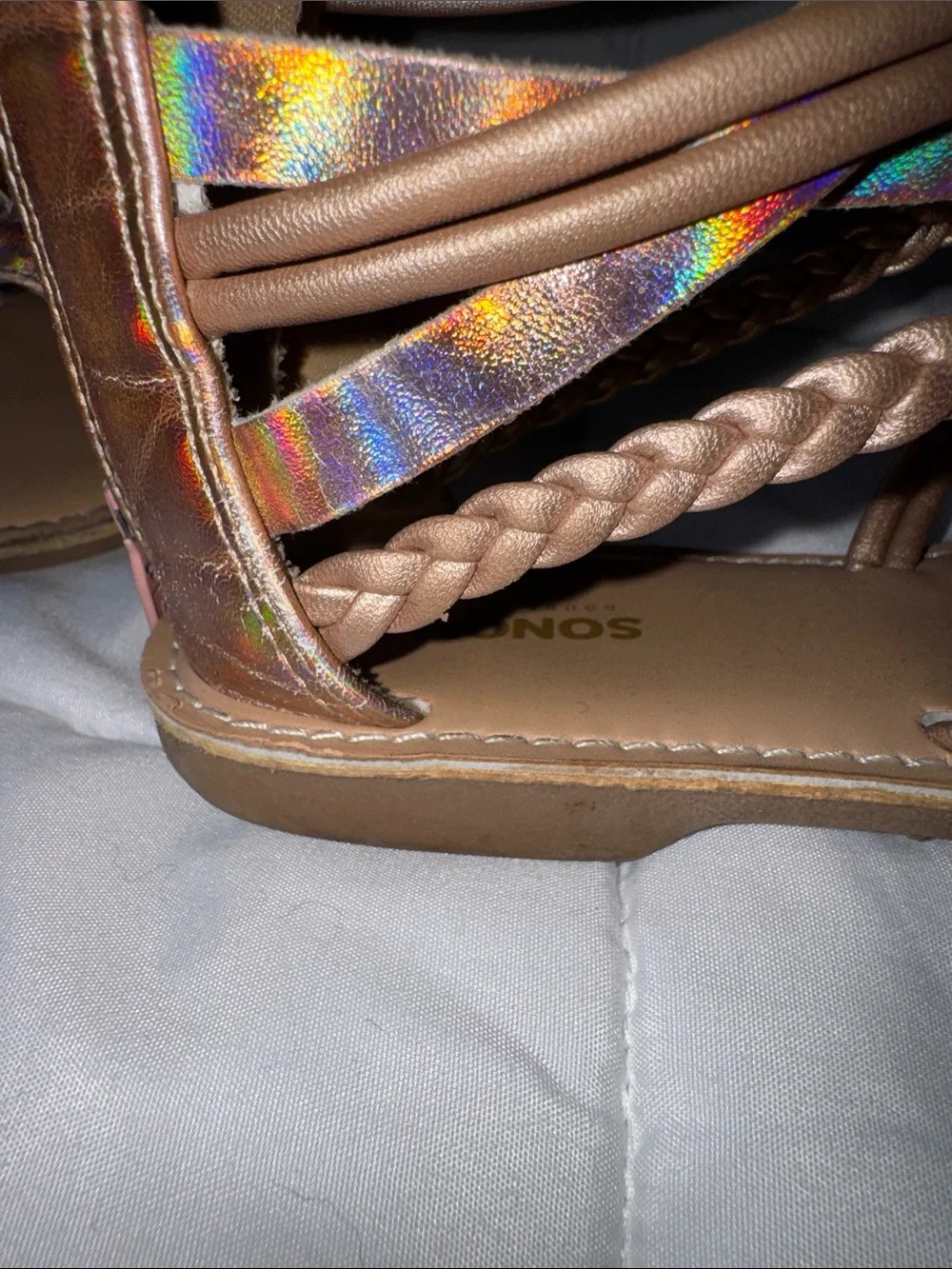 Sonoma Bronze Holographic Braided Gladiator Sandals
